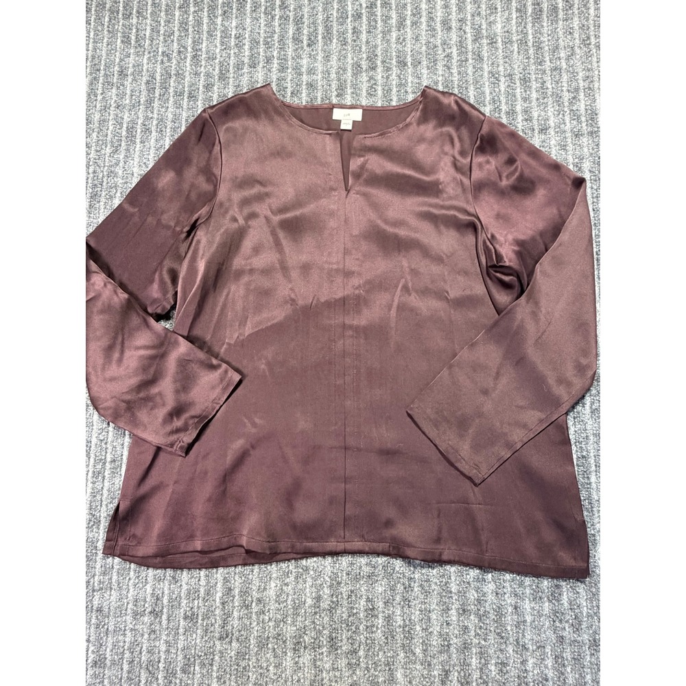 J. Jill Blouse Womens Large 100% Silk Old money Minimalist Quiet Luxury Elegant